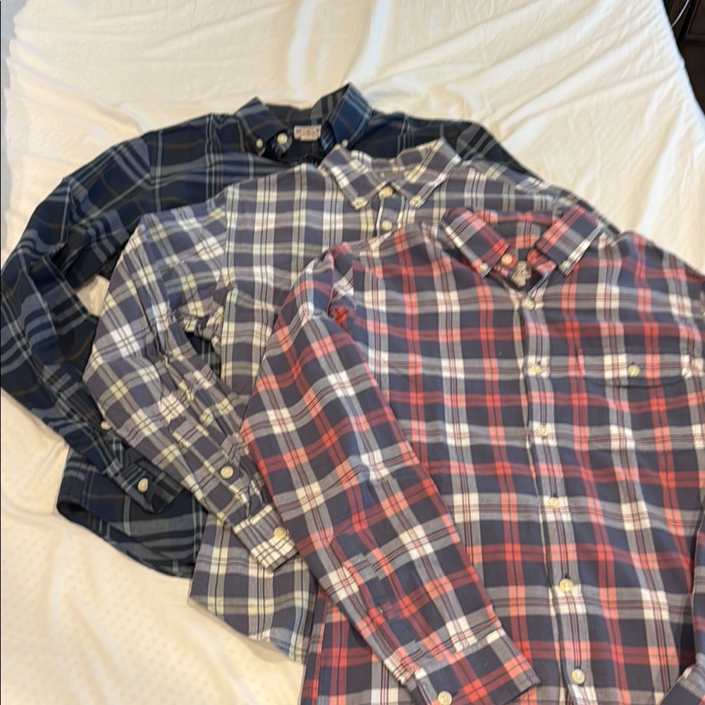 Classic Plaid Men's Shirt Set - Navy, Gray, and Red